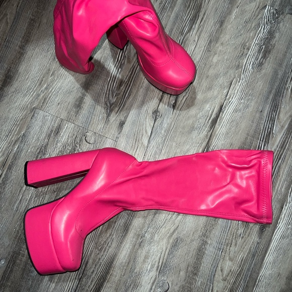 Hot Pink Platform Boots - Picture 1 of 2